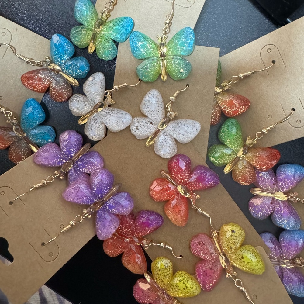Acrylic Butterfly Dangles - Picture 1 of 2
